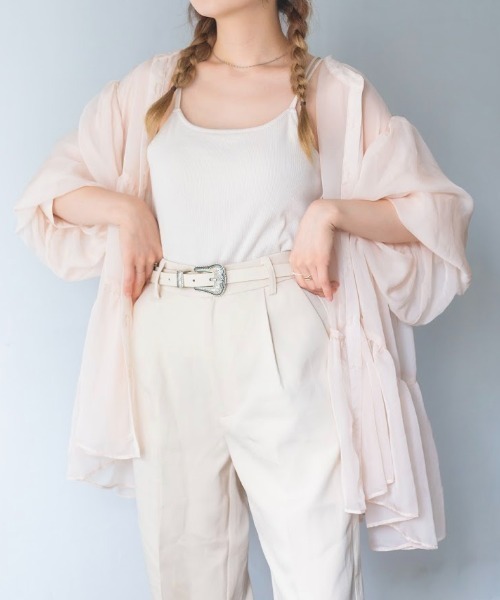 nemne store(ネンネストア)の「ふわふわ雲のシアーティアードブラウス(シャツ/ブラウス・レディース・ミント/ピンクベージュ/スミクロ/ブラウン・フリー)」の11枚目の写真
