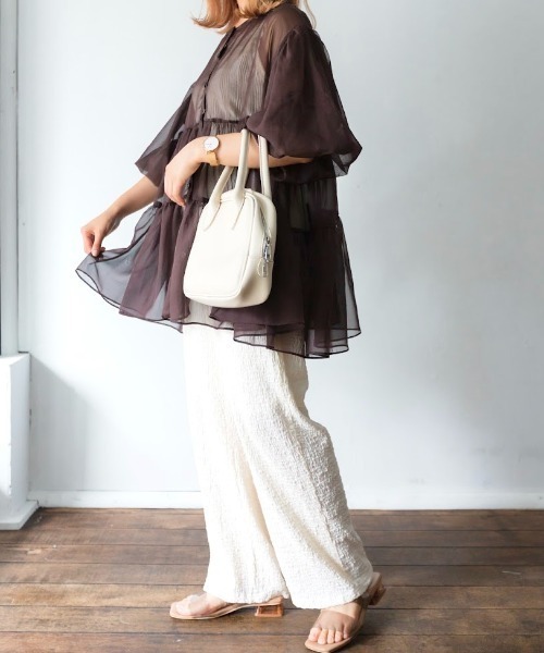 nemne store(ネンネストア)の「ふわふわ雲のシアーティアードブラウス(シャツ/ブラウス・レディース・ミント/ピンクベージュ/スミクロ/ブラウン・フリー)」の18枚目の写真