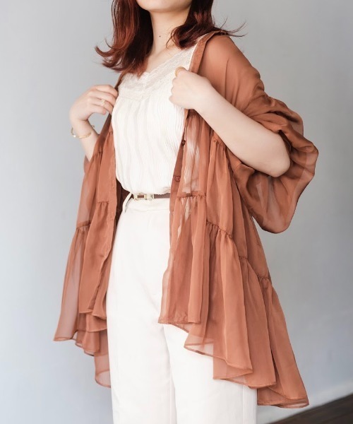 nemne store(ネンネストア)の「ふわふわ雲のシアーティアードブラウス(シャツ/ブラウス・レディース・ミント/ピンクベージュ/スミクロ/ブラウン・フリー)」の19枚目の写真