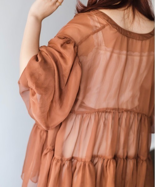 nemne store(ネンネストア)の「ふわふわ雲のシアーティアードブラウス(シャツ/ブラウス・レディース・ミント/ピンクベージュ/スミクロ/ブラウン・フリー)」の13枚目の写真