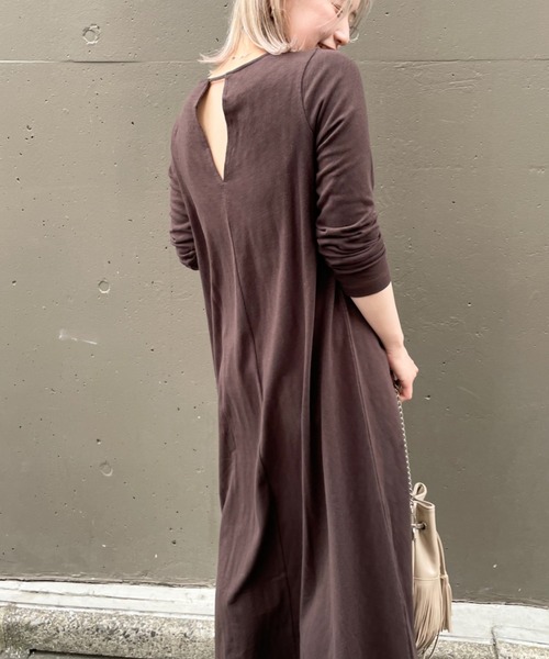 CIAOPANIC（チャオパニック）の「スラブ天竺ロングワンピース（ワンピース・レディース・グリーン/ブラウン/グレー・FREE）」の3枚目の写真