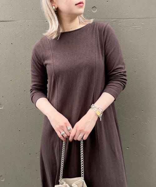 CIAOPANIC（チャオパニック）の「スラブ天竺ロングワンピース（ワンピース・レディース・グリーン/ブラウン/グレー・FREE）」の7枚目の写真