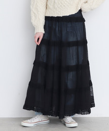 Dot＆Stripes CHILD WOMAN | コットンメッシュ レースティアードスカート(スカート)