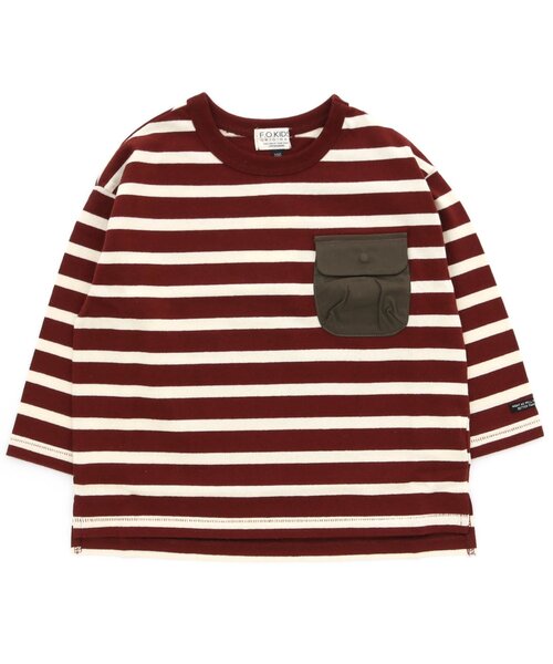 F.O.KIDS(エフオーキッズ)の「先染めボーダービッグTシャツ(Tシャツ/カットソー・キッズ・ブラック/ブラウン/エンジ/ネイビー/レインボー/イエロー・130/100/120/110/140/90/80/95)」の5枚目の写真