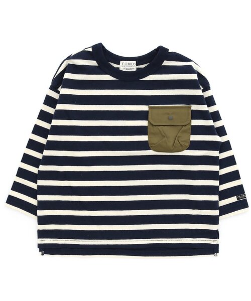 F.O.KIDS(エフオーキッズ)の「先染めボーダービッグTシャツ(Tシャツ/カットソー・キッズ・ブラック/ブラウン/エンジ/ネイビー/レインボー/イエロー・130/100/120/110/140/90/80/95)」の3枚目の写真