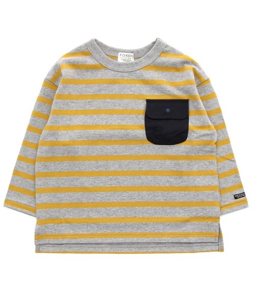 F.O.KIDS(エフオーキッズ)の「先染めボーダービッグTシャツ(Tシャツ/カットソー・キッズ・ブラック/ブラウン/エンジ/ネイビー/レインボー/イエロー・130/100/120/110/140/90/80/95)」の4枚目の写真