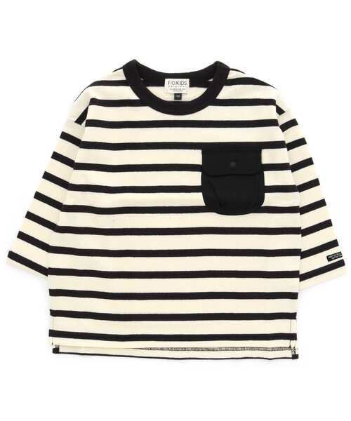 F.O.KIDS(エフオーキッズ)の「先染めボーダービッグTシャツ(Tシャツ/カットソー・キッズ・ブラック/ブラウン/エンジ/ネイビー/レインボー/イエロー・130/100/120/110/140/90/80/95)」の2枚目の写真