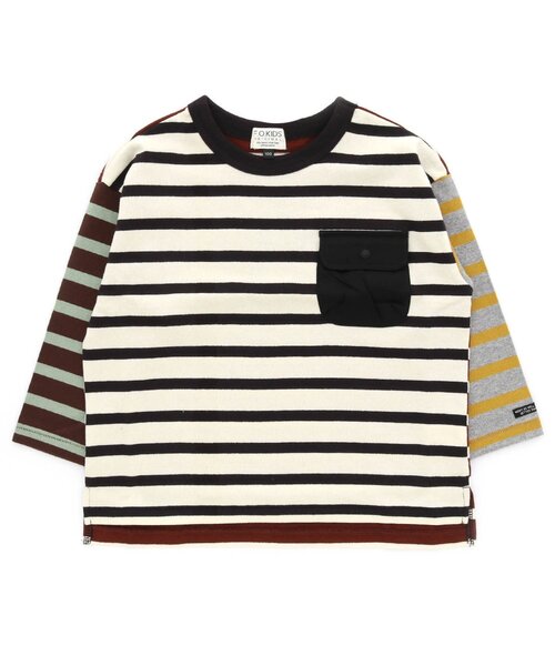 F.O.KIDS(エフオーキッズ)の「先染めボーダービッグTシャツ(Tシャツ/カットソー・キッズ・ブラック/ブラウン/エンジ/ネイビー/レインボー/イエロー・130/100/120/110/140/90/80/95)」の6枚目の写真