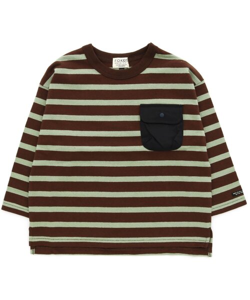 F.O.KIDS(エフオーキッズ)の「先染めボーダービッグTシャツ(Tシャツ/カットソー・キッズ・ブラック/ブラウン/エンジ/ネイビー/レインボー/イエロー・130/100/120/110/140/90/80/95)」の17枚目の写真