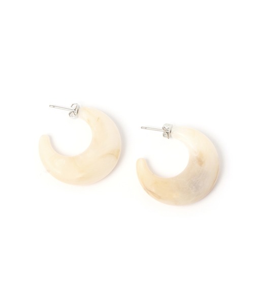 LAKOLE（ラコレ）の「立体カラーピアス / 218575（ピアス（両耳用）・レディース・ブラウン/アイボリー・FREE）」の2枚目の写真