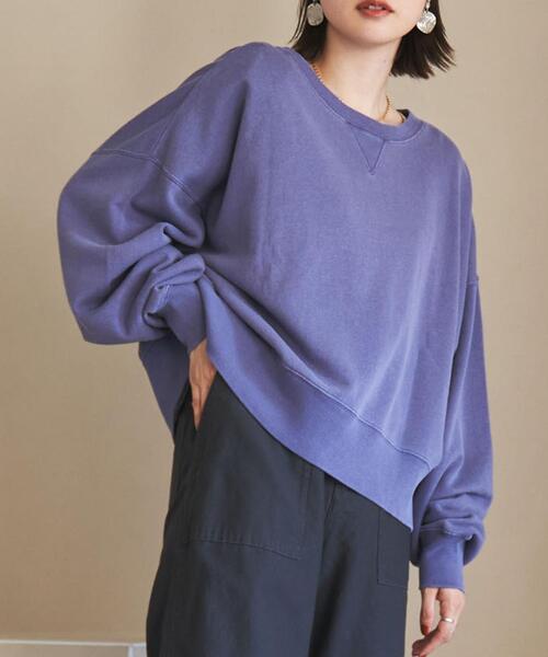 coen(コーエン)の「ピグメント裏毛クロップドスウェット(スウェット・レディース・ネイビー/ベージュ/パープル/ダークグレー・LARGE/MEDIUM)」の14枚目の写真