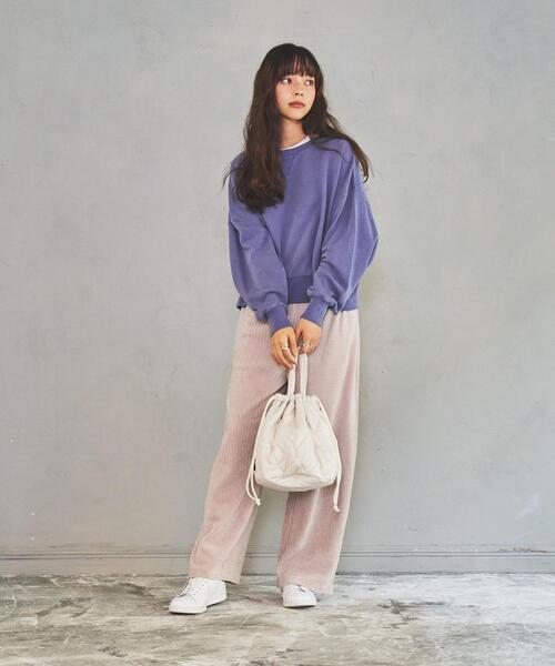 coen(コーエン)の「ピグメント裏毛クロップドスウェット(スウェット・レディース・ネイビー/ベージュ/パープル/ダークグレー・LARGE/MEDIUM)」の16枚目の写真