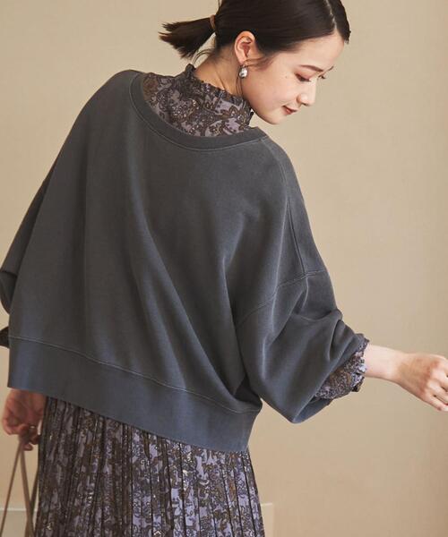 coen(コーエン)の「ピグメント裏毛クロップドスウェット(スウェット・レディース・ネイビー/ベージュ/パープル/ダークグレー・LARGE/MEDIUM)」の7枚目の写真