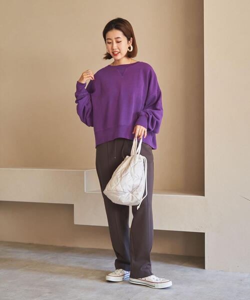 coen(コーエン)の「ピグメント裏毛クロップドスウェット(スウェット・レディース・ネイビー/ベージュ/パープル/ダークグレー・LARGE/MEDIUM)」の9枚目の写真