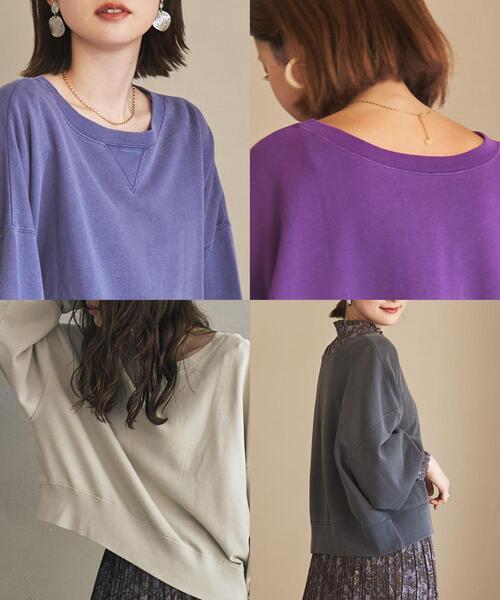 coen(コーエン)の「ピグメント裏毛クロップドスウェット(スウェット・レディース・ネイビー/ベージュ/パープル/ダークグレー・LARGE/MEDIUM)」の5枚目の写真