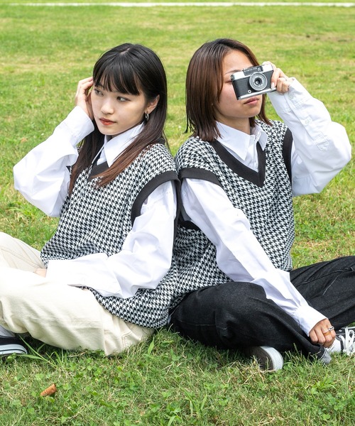 PairPair（ペアペア）の「チェック柄ベスト&シャツSET(ユニセックス)（ベスト・レディース・ブラック/ネイビー/ブラウン・FREE）」の2枚目の写真