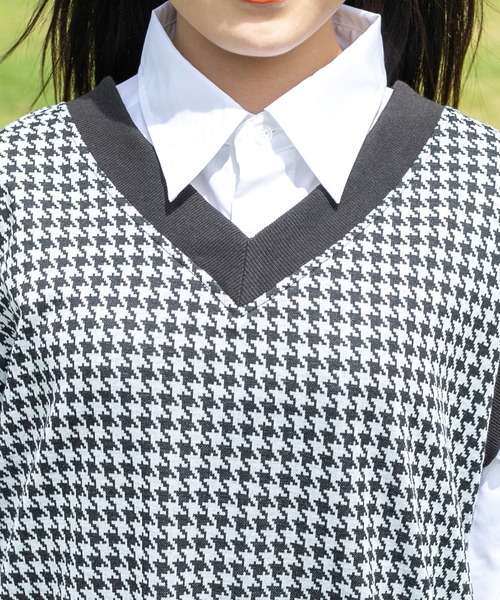 PairPair（ペアペア）の「チェック柄ベスト&シャツSET(ユニセックス)（ベスト・レディース・ブラック/ネイビー/ブラウン・FREE）」の9枚目の写真