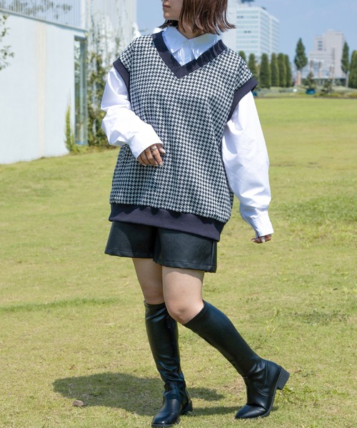 PairPair（ペアペア）の「チェック柄ベスト&シャツSET(ユニセックス)（ベスト・レディース・ブラック/ネイビー/ブラウン・FREE）」の15枚目の写真