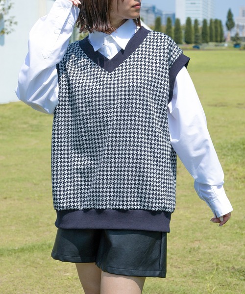 PairPair（ペアペア）の「チェック柄ベスト&シャツSET(ユニセックス)（ベスト・レディース・ブラック/ネイビー/ブラウン・FREE）」の11枚目の写真