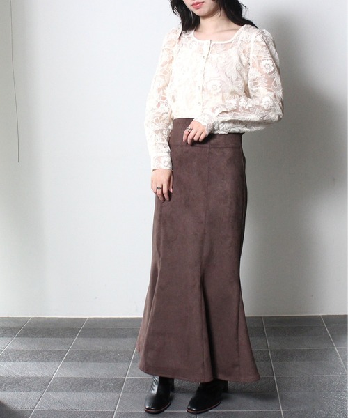 NOMAE（ノーマエ）の「スエードポンチマーメイドスカート（スカート・レディース・ブラック/ベージュ/ライトブラウン/グレー/ホワイト/ライトブルー・FREE）」の16枚目の写真