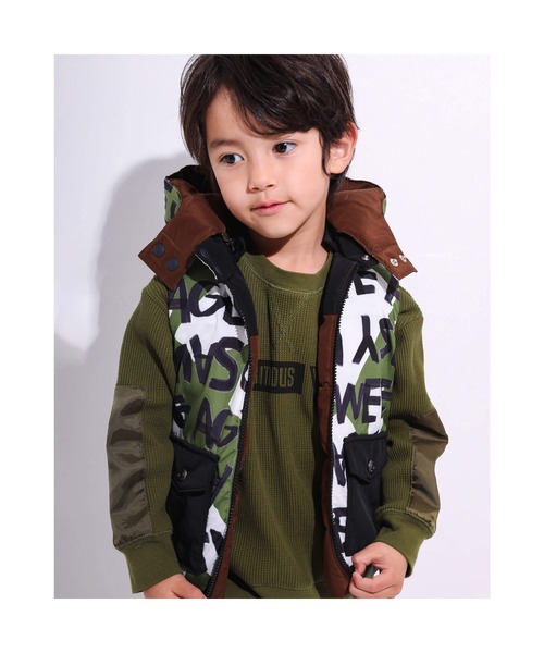 WASK(ワスク)の「WASK/無地 + ロゴ柄 リバーシブル ダウンベスト (100~160cm)(ダウンベスト・キッズ・ネイビー/ブラウン・110/130/150/160/120/100/140)」の22枚目の写真