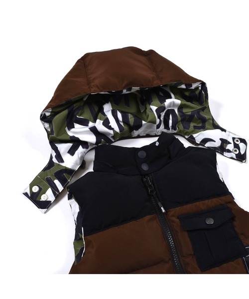 WASK(ワスク)の「WASK/無地 + ロゴ柄 リバーシブル ダウンベスト (100~160cm)(ダウンベスト・キッズ・ネイビー/ブラウン・110/130/150/160/120/100/140)」の9枚目の写真