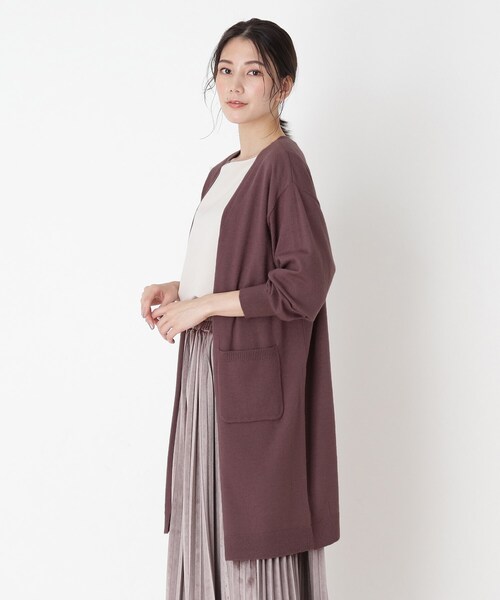 SHOO・LA・RUE（シューラルー）の「◆もちもちニットカーディガン（カーディガン/ボレロ・レディース・ブラック/ダークブラウン/モスグリーン/サンドベージュ/マスタード/ピンク系・00）」の6枚目の写真