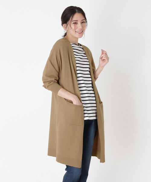 SHOO・LA・RUE（シューラルー）の「◆もちもちニットカーディガン（カーディガン/ボレロ・レディース・ブラック/ダークブラウン/モスグリーン/サンドベージュ/マスタード/ピンク系・00）」の4枚目の写真