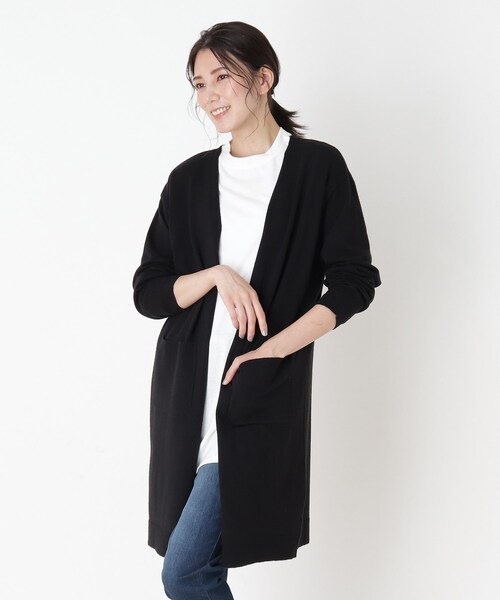 SHOO・LA・RUE（シューラルー）の「◆もちもちニットカーディガン（カーディガン/ボレロ・レディース・ブラック/ダークブラウン/モスグリーン/サンドベージュ/マスタード/ピンク系・00）」の2枚目の写真