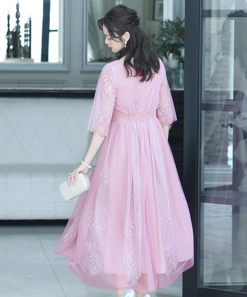 PourVous(プールヴー)の「フレア シルエット パーティー ドレス 大きいサイズ ミモレ丈&七分袖 結婚式 フォーマル オケージョンドレス お呼ばれ 二次会 成人式 (ドレス・レディース・ブルーグレー/ライトグリーン/ピンク/ブラック・M)」の14枚目の写真