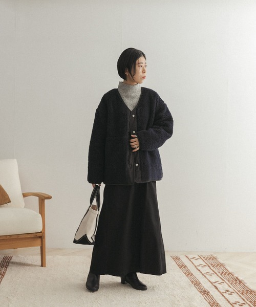 FORK&SPOON(フォークアンドスプーン)の「FORK&SPOON リバーシブルボアVネックブルゾン(ブルゾン・レディース・ホワイト系その他/グリーン系その他/ブルー系その他・ONE)」の8枚目の写真