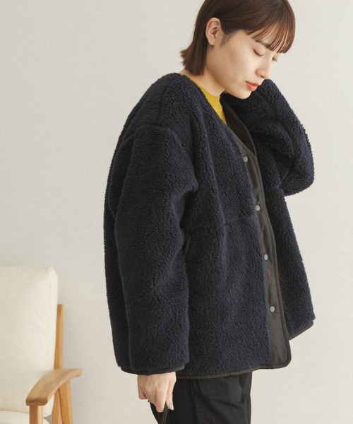 FORK&SPOON(フォークアンドスプーン)の「FORK&SPOON リバーシブルボアVネックブルゾン(ブルゾン・レディース・ホワイト系その他/グリーン系その他/ブルー系その他・ONE)」の18枚目の写真