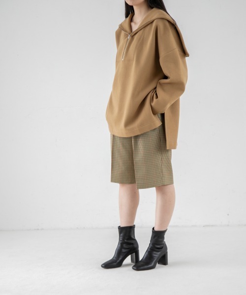 yuw（ユウ）の「ZIPUP PONCHO　239258（スウェット・レディース・ブラック/ベージュ/グリーン・FREE）」の10枚目の写真