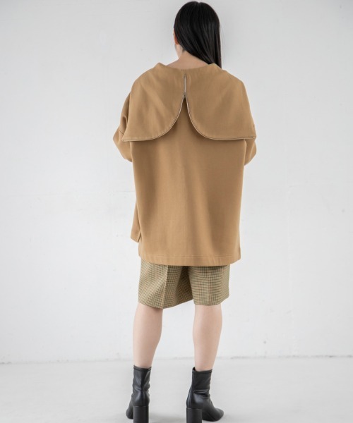 yuw（ユウ）の「ZIPUP PONCHO　239258（スウェット・レディース・ブラック/ベージュ/グリーン・FREE）」の15枚目の写真