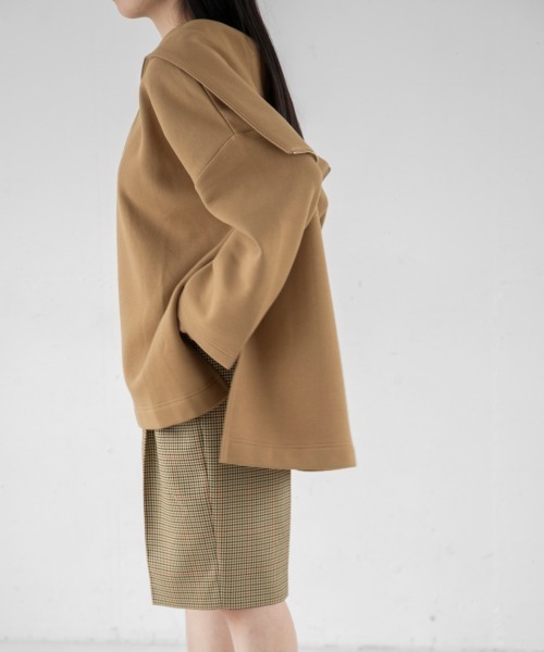 yuw（ユウ）の「ZIPUP PONCHO　239258（スウェット・レディース・ブラック/ベージュ/グリーン・FREE）」の18枚目の写真