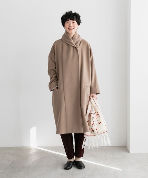 note et silence （ノートエシロンス）の「◇【 AMB100貨 】shawl collar wide coat（その他アウター・レディース・ベージュ・FREE）」の4枚目の写真