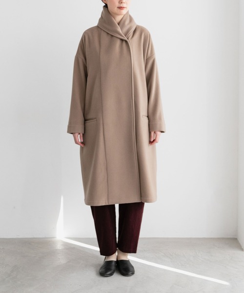 note et silence （ノートエシロンス）の「◇【 AMB100貨 】shawl collar wide coat（その他アウター・レディース・ベージュ・FREE）」の2枚目の写真