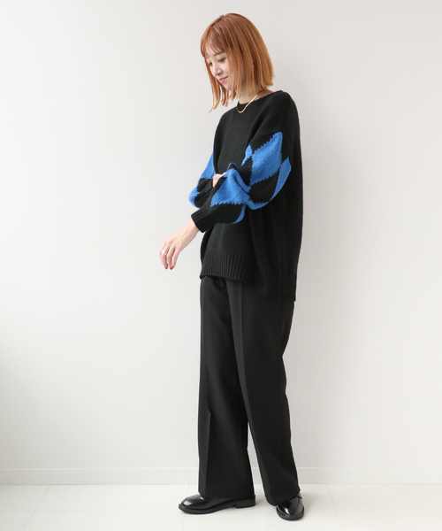 Simplicite（サンプリシテ）の「ダイヤジャガード スリーブプルオーバー◆（ニット/セーター・レディース・ブラック/ベージュ/グレー・FREE）」の17枚目の写真