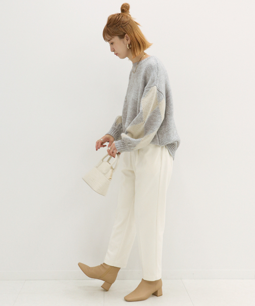 Simplicite（サンプリシテ）の「ダイヤジャガード スリーブプルオーバー◆（ニット/セーター・レディース・ブラック/ベージュ/グレー・FREE）」の12枚目の写真