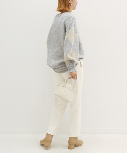 Simplicite（サンプリシテ）の「ダイヤジャガード スリーブプルオーバー◆（ニット/セーター・レディース・ブラック/ベージュ/グレー・FREE）」の11枚目の写真