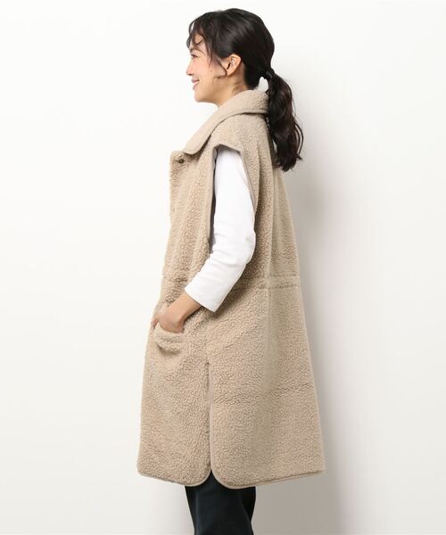 notch.(ノッチ)の「ボアビッグベスト(ダウンベスト・レディース・ベージュ/ブラウン・M)」の5枚目の写真