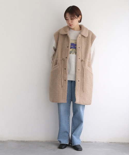 notch.(ノッチ)の「ボアビッグベスト(ダウンベスト・レディース・ベージュ/ブラウン・M)」の18枚目の写真