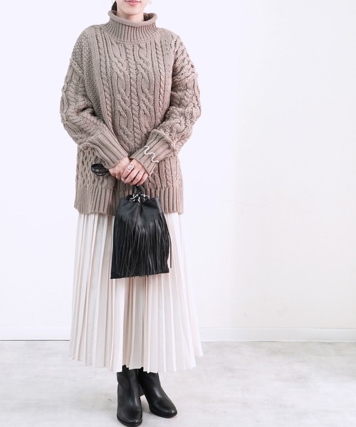 ニット セーター 「Fizz/フィズ」　バイアスケーブルハイネックニット レディース Fizz ニット セーター 「Fizz/フィズ」 バイアスケーブル