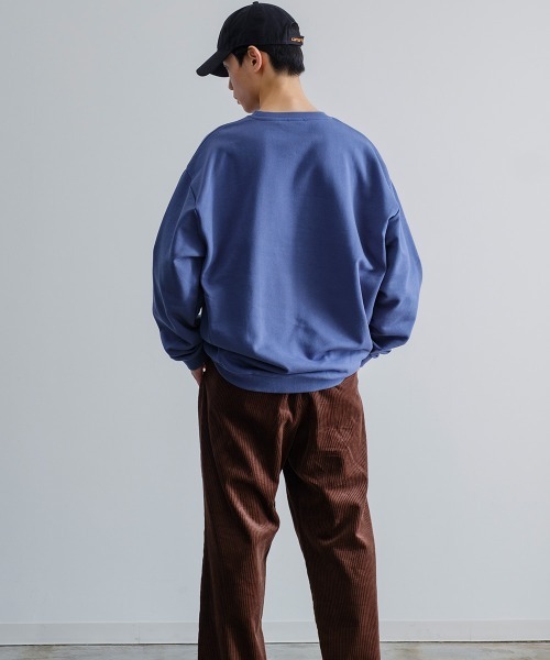 SIDEWAY STANCE（サイドウェイスタンス）の「【SIDEWAY STANCE】カレッジロゴ オーバーサイズ スウェット トレーナー（スウェット・メンズ・オフホワイト/ブラック/ブルーグレー/杢グレー/カーキ・MEDIUM/X-LARGE/LARGE）」の8枚目の写真