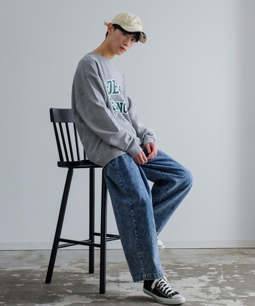 SIDEWAY STANCE（サイドウェイスタンス）の「【SIDEWAY STANCE】カレッジロゴ オーバーサイズ スウェット トレーナー（スウェット・メンズ・オフホワイト/ブラック/ブルーグレー/杢グレー/カーキ・MEDIUM/X-LARGE/LARGE）」の9枚目の写真