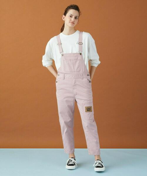 FRAPBOIS(フラボア)の「ムーブカラー サロペット(サロペット/オーバーオール・レディース・オリーブ/ピンク/クリーム・1/2/3)」の5枚目の写真