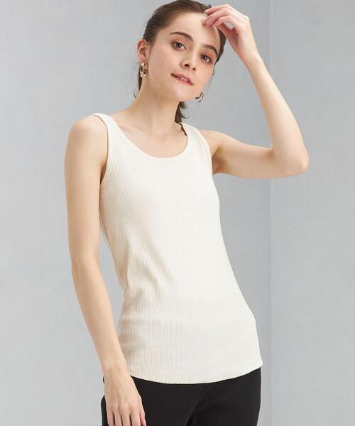 green label relaxing(グリーンレーベルリラクシング)の「ランダム リブ タンクトップ(タンクトップ・レディース・ホワイト/ブラック/ライム/モカ・FREE)」の2枚目の写真