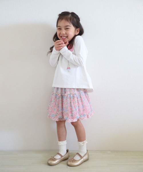 KP(ケーピー)の「シフォン小花プリントとチェックプリントのリバーシブルスカート(100-130cm)(スカート・キッズ・パープル/ピンク・110cm/100cm/120cm/130cm)」の8枚目の写真