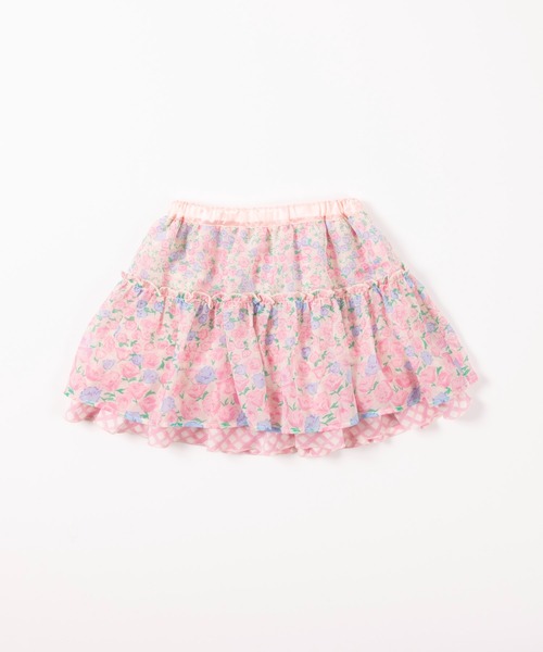 超人気ブティック KP（ケーピー）の「シフォン小花プリントとチェックプリントの トップス