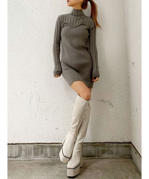 GYDA（ジェイダ）の「ベアデザインニットタイトワンピース（ワンピース・レディース・ベージュ/ブラック/オリーブ・FREE）」の13枚目の写真